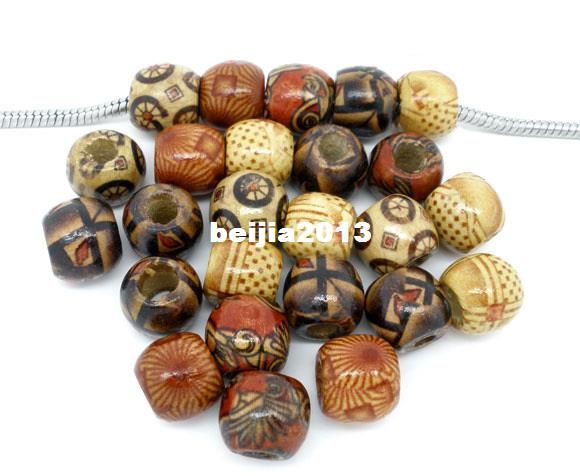 Wood Free 100pcs Mixed Painted Drum Beads Fits Charm Bracelet 11x12mm Jewelry Finding DIY Making-image-181896194