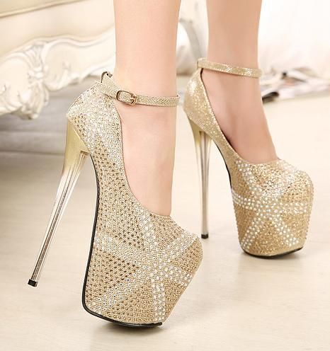 2014 Luxury Diamond Rhinestone Wedding Shoes Women 19CM Ankle Strappy 9cm Super High Platform Dress Shoes Size 40 ePacket Free Shipping