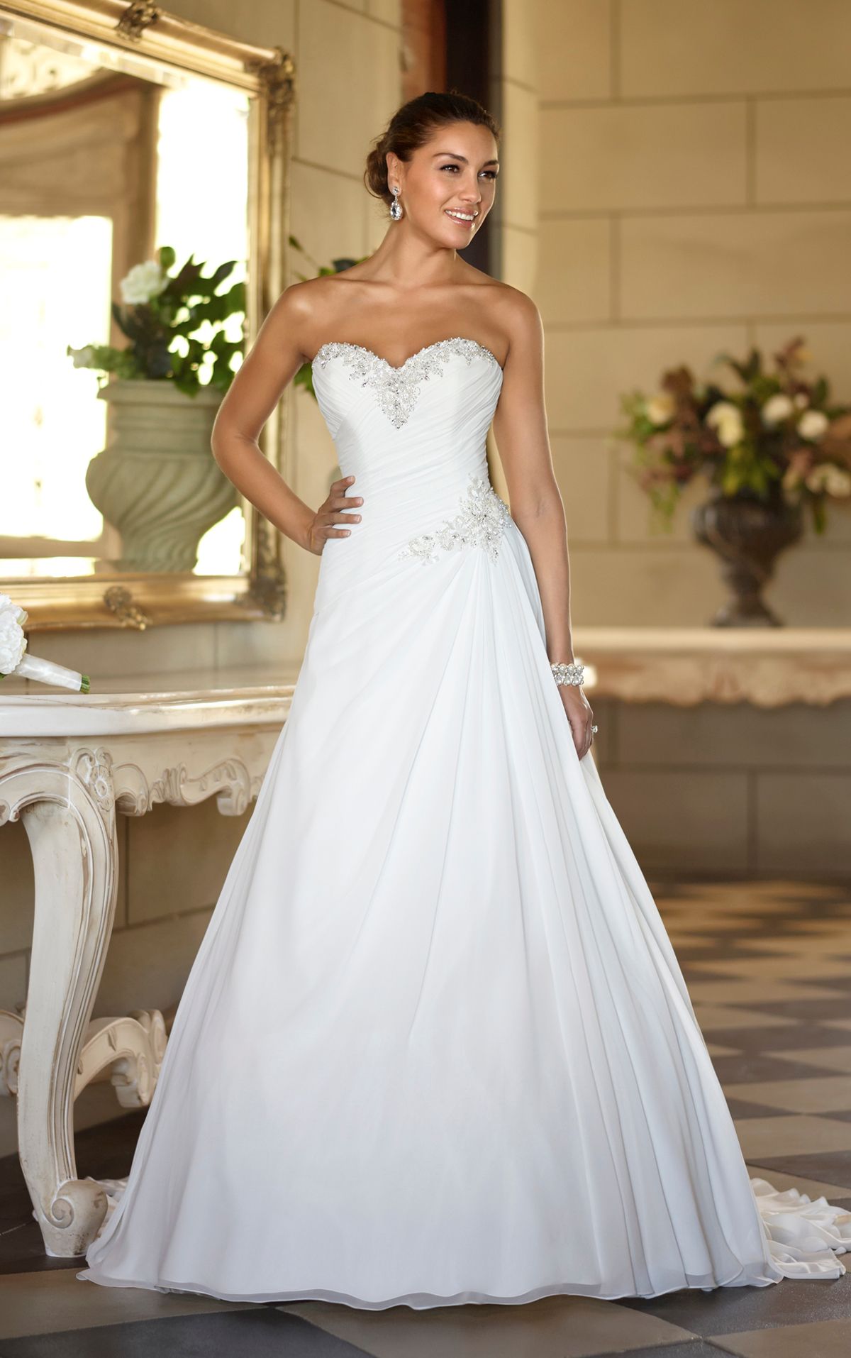 white a line wedding gowns