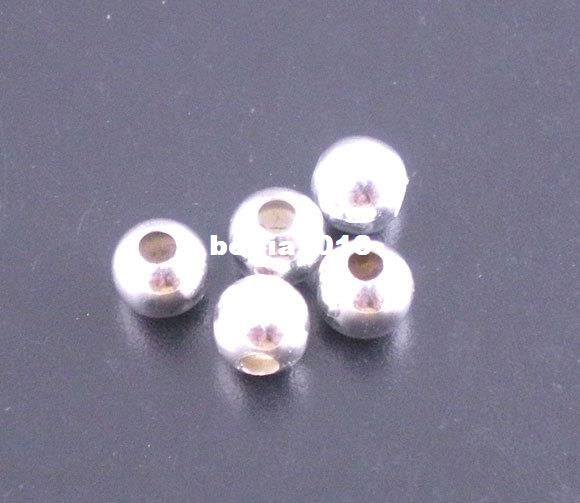 Free Shipping 500pcs Silver Plated Smooth Ball Spacer charm Beads 4mm Dia. Jewelry Findings making DIY-image-182009717