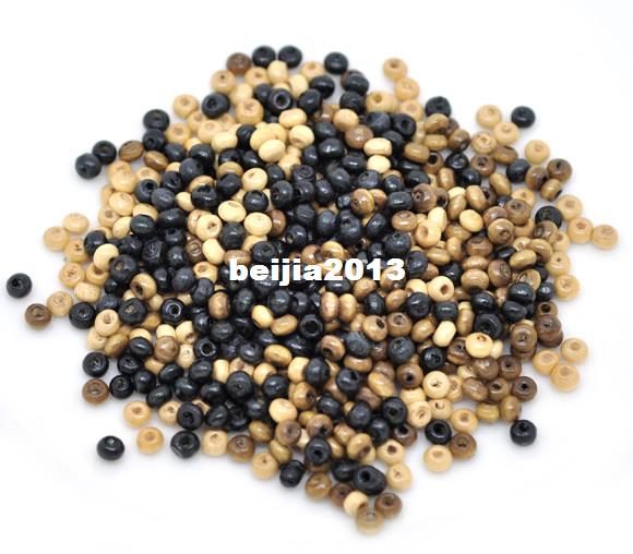Free Shipping 3000pcs/lot Mixed Rondelle Tiny Wood Spacer Beads 4x3mm wholesale jewelry making DIY hot sale-image-182011336