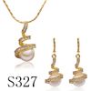 Ordre mixte de haute qualité plaqué or 18K perle collier boucles d'oreilles bijoux de mode ensembles de fiançailles cadeaux livraison gratuite 8set / lot