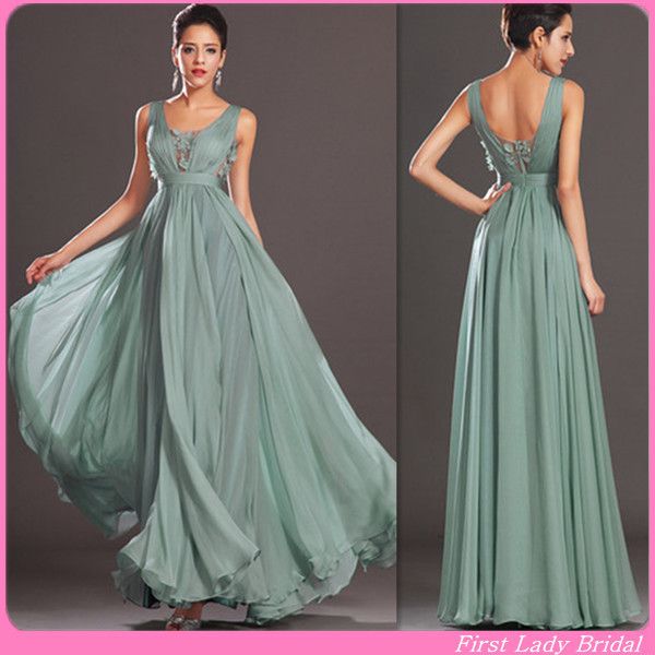 sage evening gown