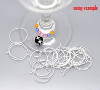 Wholesale 600pcs Stud Silver Plated Wine Glass Charm Rings Earring Hoops x21mm Findings jewelry making finding