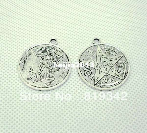 

Free Shipping 10pcs Antique Silver Tone "SanMIGUEL ARCANGEL" "TETRAGRAMMATON" Amulet Charm Pendants 40x35mm jewelry making DIY