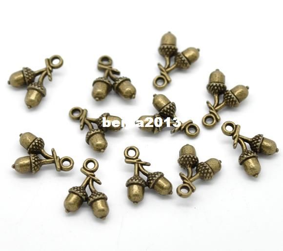 Free Shipping 100pcs Antique Bronze Acorns Charm Pendants 15x11mm Jewelry Findings making DIY Wholesale fit braclet,necklace-image-182032855