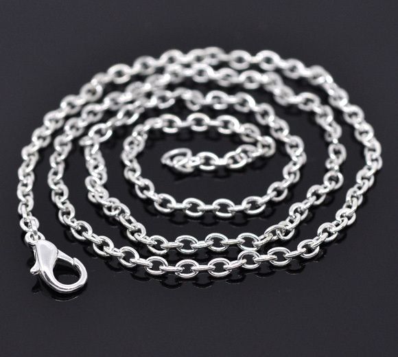 24 Strands Silver Plated Lobster Clasp Link Chain Necklaces 18" Findings Wholesale Jewelry Making