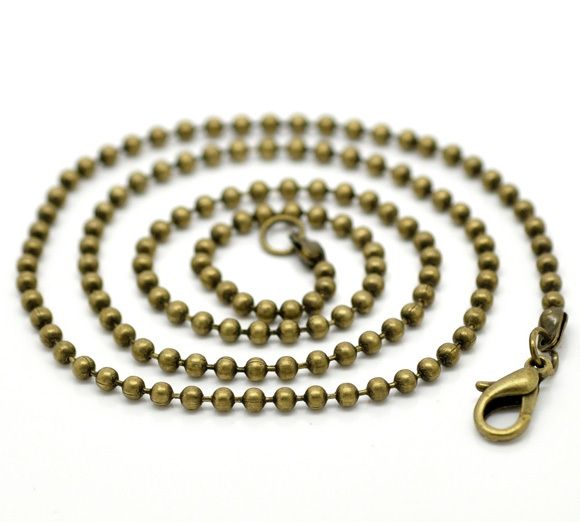 Free Shipping 24 Strands Antique Bronze Ball Chain (2.4mm) Lobster Clasp Necklaces 46cm Findings Wholesale-image-182038766
