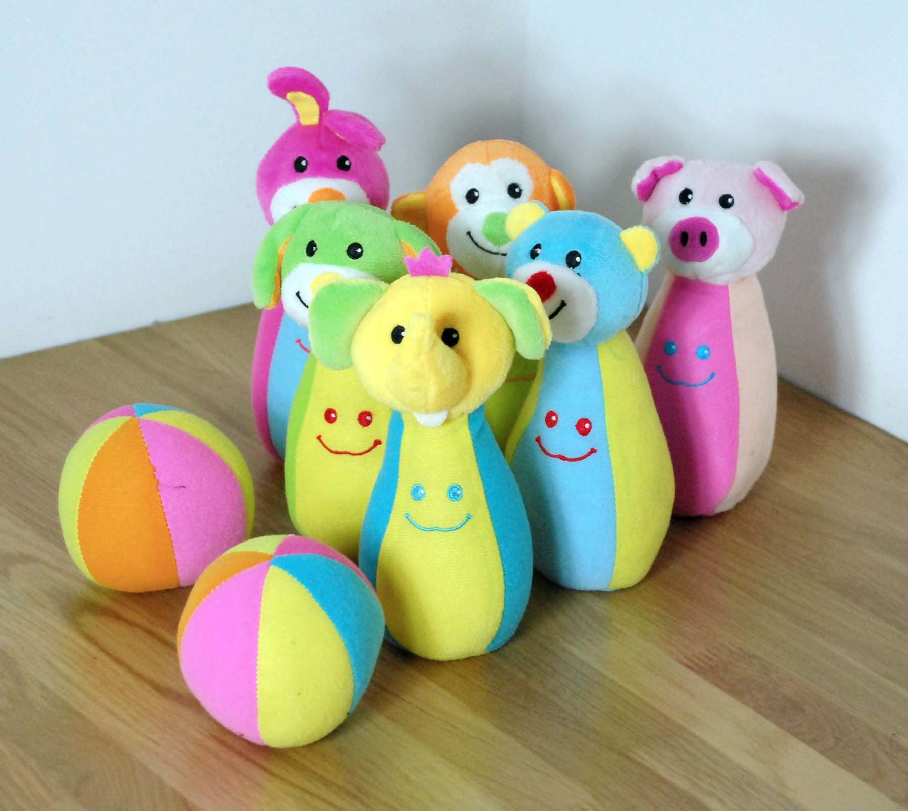 plush animal bowling set