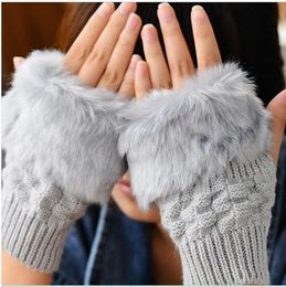 Hot now free ship with track numberFashion Winter Arm Warmer Fingerless Gloves, Knitted Fur Trim Gloves Mitten 928