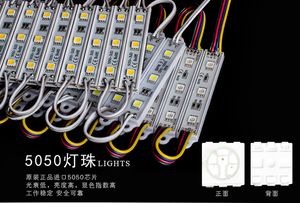 1000pcs atacado Super Bright SMD 5050 LED RGB Módulo 3 LEDs de luz Waterproof 0.72W 12V DC levou carta canal de publicidade frete grátis