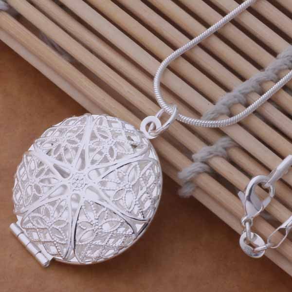 10pcs 925 silver plated heart pendant necklace fashion jewelry Valentines gift photo Locket NE40