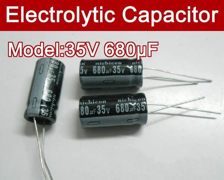 Toptan-Ücretsiz kargo 100 adet 680 UF ​​35 V elektrolitik kondansatör, 35 V 680 microfarad kapasitörler