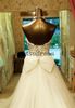 2014 New Arrival Sweetheart Crystal Beading Short Evening Dress Lavish Long Tulle Detachable Court Train Bridal Gown Free Shipping