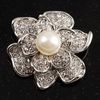 Dark Silver Plated Clear Rhinestone Crystal Vintage Flower Bridal Brooch Pin