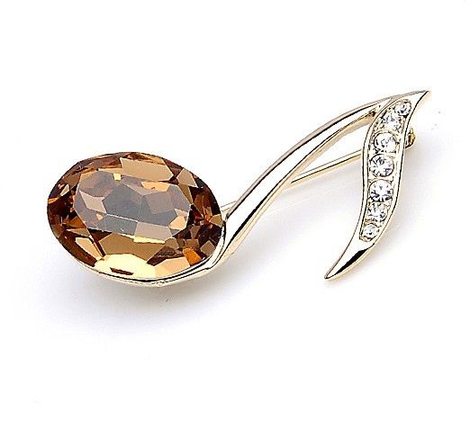 Małe piny rozmiaru złota kryształ kryształowy i królewski niebieski szklany kamień notatka mała broszka 306J