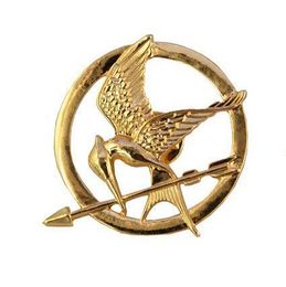 Movie The Hunger Games Mockingjay Pin Gold Plated Bird and Arrow Brooch Gift224T