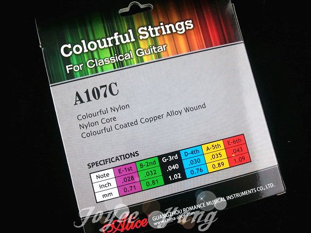 Alice Cordas de Nylon Transparente Coloridas Cordas de Guitarra Clássica 1ª6ª Cordas Inteiras 9460069