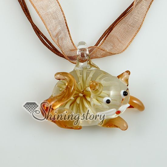 고양이 murano 유리 목걸이 lampwork 안에 펜던트 꽃 높은 패션 쥬얼리 수제 보석 패션 목걸이 mup2412MY8