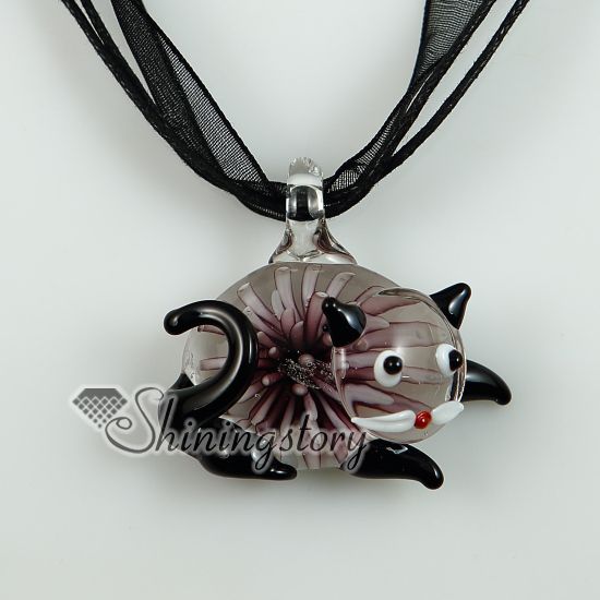 cat murano glass necklaces pendants flowers inside lampwork High fashion jewelry Handmade jewelry Fashion necklace mup2412MY8