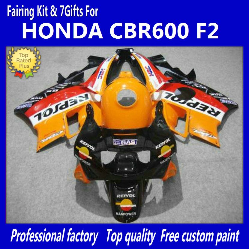 أحمر برتقالي fairing kit لهوندا CBR600 F2 91 92 93 94 CBR600F2 1991 1992 1993 1994 CBR 600 CBRF2 fairings kits body
