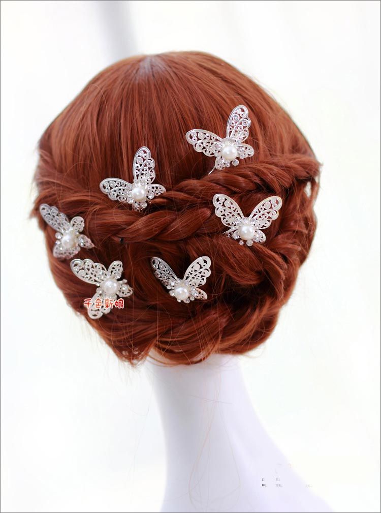 Shinning Butterfly Hair Clips MINI Rhinestone Pearl Hair Accessories