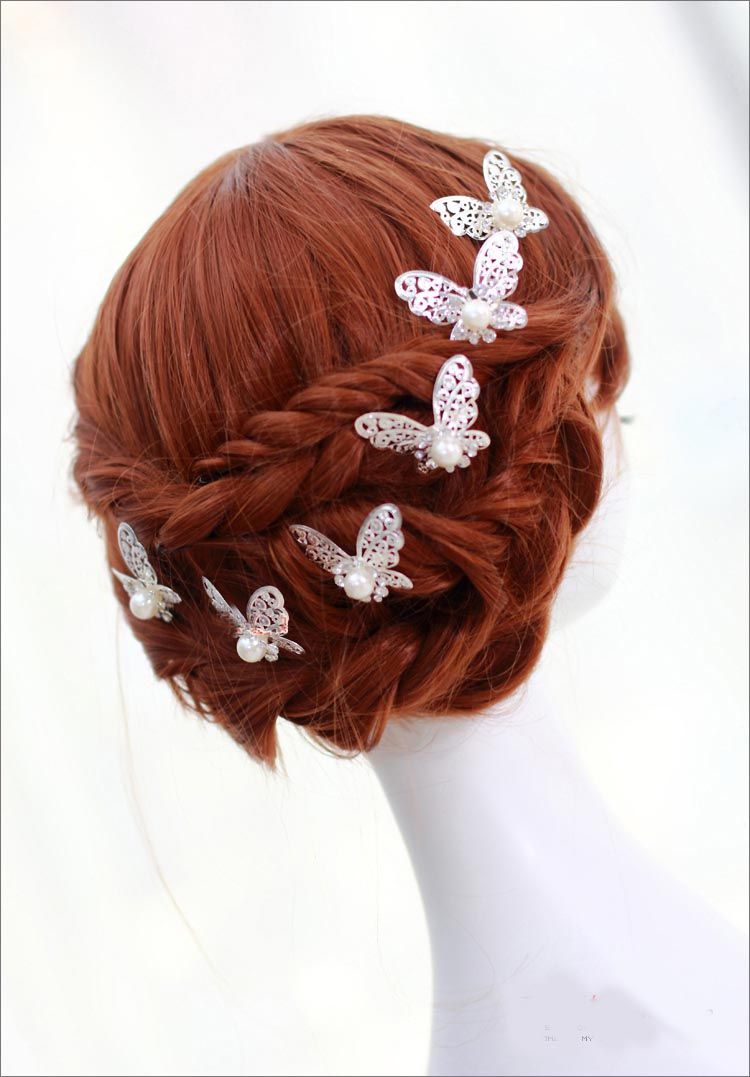 Shinning Butterfly Hair Clips Mini Rhinestone Pearl Hair Accessories Bridal Jewelry Women Party Supplies Smyckedekoration 2898345