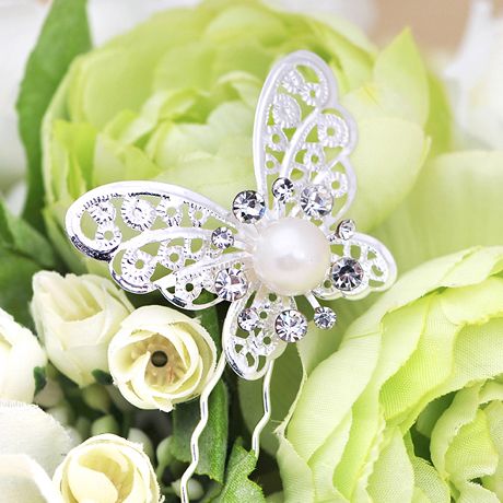 Shinning Butterfly Hair Clips MINI Rhinestone Pearl Hair Accessories Bridal Jewelry Women Party Supplies Jewelry Decoration XN0202