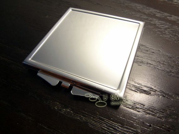 Metal Square Compact Mirror Blank Makeup Mirror with Bezel Silver Free Shipping