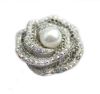 Silver Plated AB Rhinestone Crystal Diamante Pearl Flower Brosch Party Present Pin