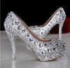 Mode Femme Vente Chaude Cristal Diamant Chaussures De Mariage Nightclub Chaussures Fermé Toe Dazzing Dancing Shoes Plateformes De Soirée Prom