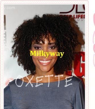 Milkyway 12inch Glueless Afro Kinky Curly Lace Front Wigs Human
