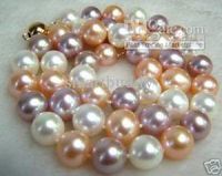 GENUINE NATURAL 10-11MM SEA SOUTH NATURAL MULTICOLOR PEARLS NECKLACE 14K 19INCHES