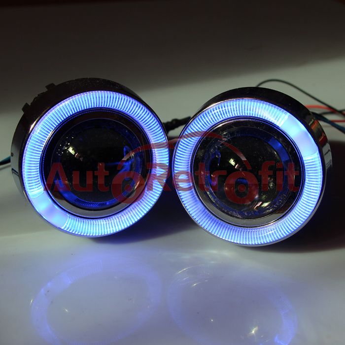 LED Blue Angel Eyes Universal Fit Fog Light Projector Lens