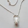 Hot Sale Wholesale - Noble Diamond Ring Pendant 20inch Beads Chains Necklace , Fashion 925 silver Jewelry Free shipping