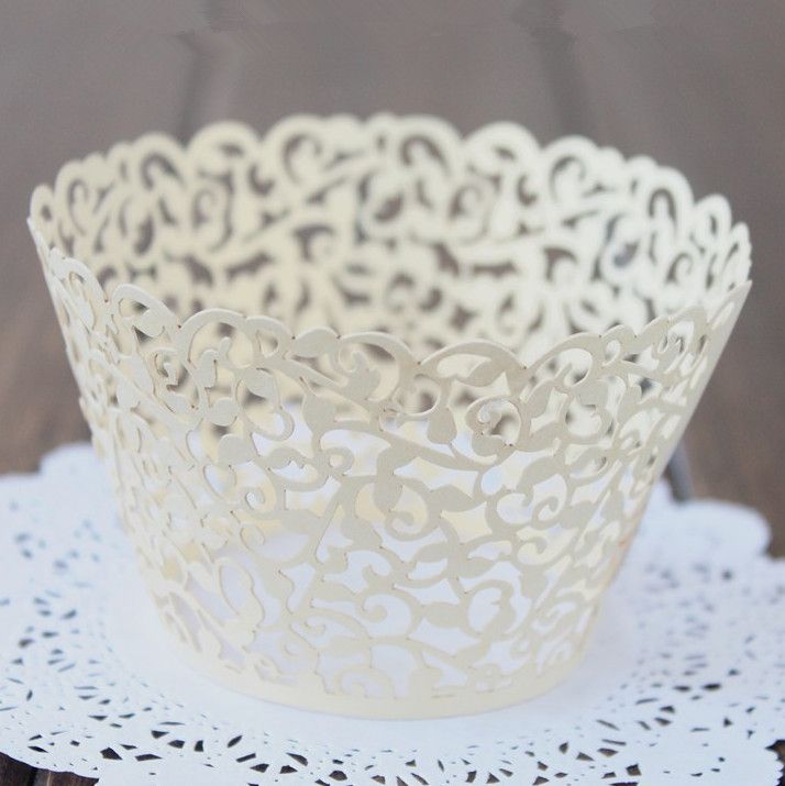 Wholesale BRAND Ivory Laser Cut Lace Cake Wrapper Cupcake Wholesale BRAND Ivory Laser Cut Lace Cake Wrapper Cupcake