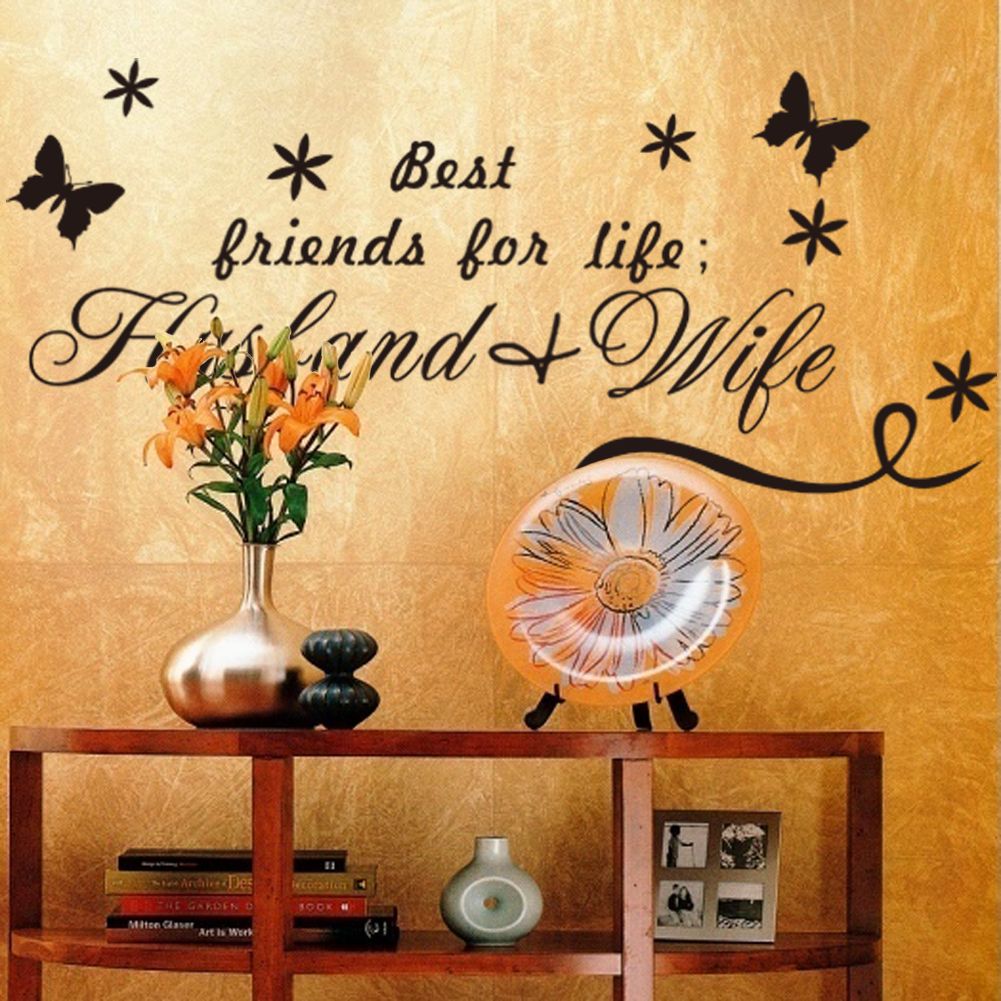 Best Friends For Life Husband Wife Quotes Wall Decals Black Butterflies Stickers For Living Room Bedroom Decor Sticker Home Decor Sticker Murals From