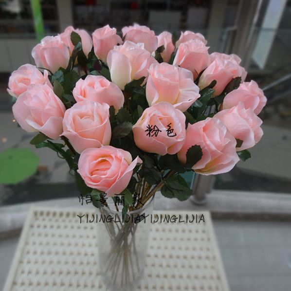 20 stücke 38 cm ROT / ROSA / CREME / CHAMPAGNER / BLAU ROSE Seide Künstliche Blume Einzel pro Stück Rose Blumen für Hochzeit Dekoration