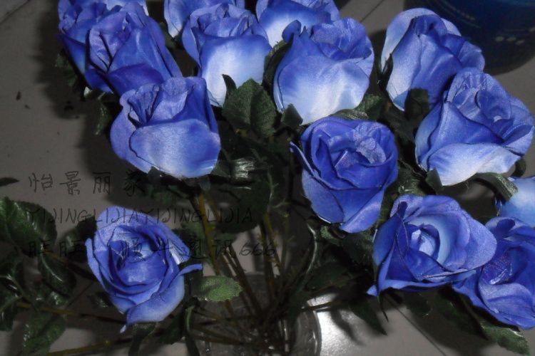 38cm ROJO / PINK / CREAM / CHAMPAGNE / BLUE ROSE Seda de flores artificiales por pieza Rose Flowers para el banquete de boda decoración del hogar