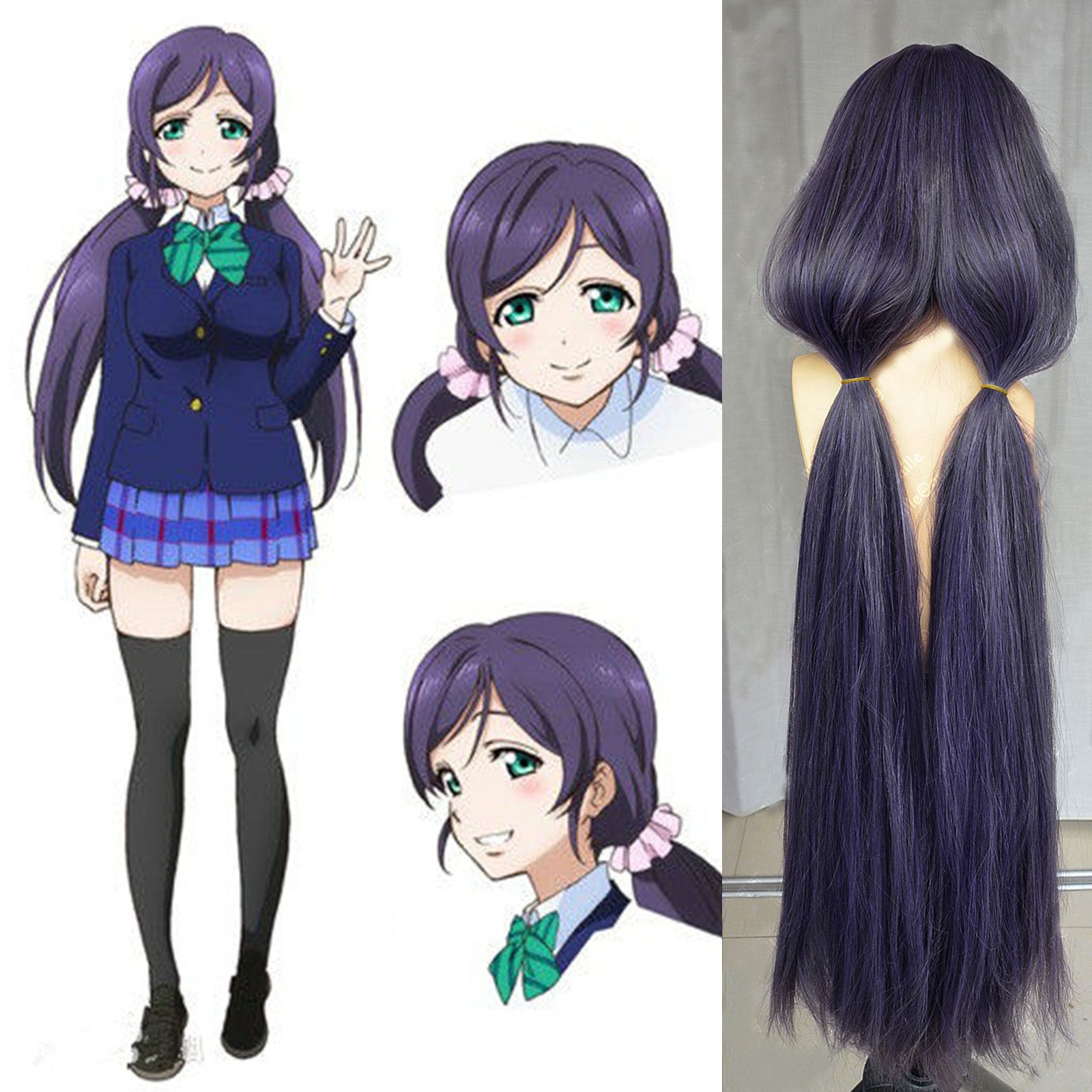 product x gray hair Ponytails Mixed Nozomi Tojo Girls Love Live! Gray Long