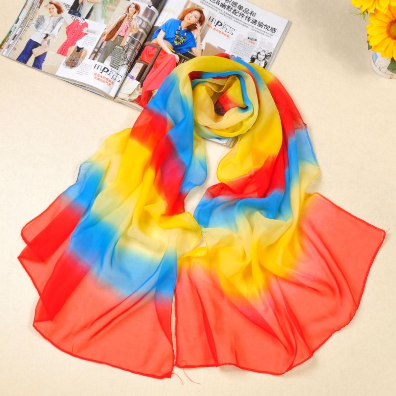 Mixed Rainbow Color Scarf Gradient Chiffon Scarves And Bright