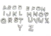Wholesale 8mm mm A Z Alphabet Numbers Zinc Alloy Slider Letter Charms Symbol Full Rhinestones Mixed