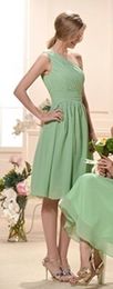 Classic One-Shoulder Fabulous Draped Empire Waist Knee-Length Train Chiffon Bridesmaid Dress/Wedding Party Dresses