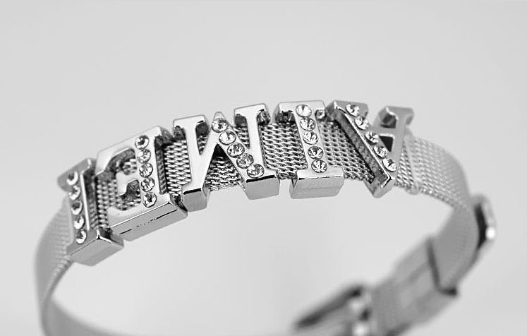 10MM / 8MM Stainless Steel Chain Bracelet With Rubber Stoppers Use To DIY With Slide Rhinestone Letters