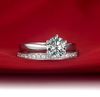 18K Wit Vergulde NSCD Diamond Ring Engagement Sieraden met Semi Mount Wedding Band Sterling Silver Diamond Ringen Set voor Vrouwen met Doos