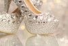 wedding shoes women high heels crystal Fashion Bridal Dress shoes woman platforms silver rhinestone Party Prom pumps