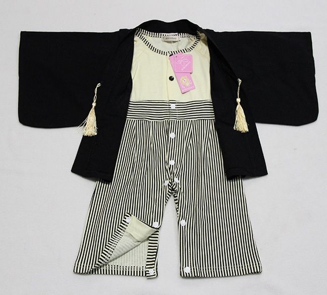 2014 Kimono Baby Boys Romper Sets Cardigan Kimonos Stripe Bodysuits