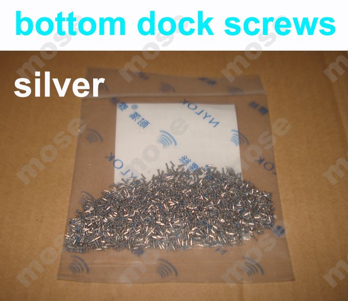 Original Silver Black Bottom Dock Skruvar 5 Point Star Pentalobe Skruv för iPhone 5 iPhone 5S 2000PCS / Lot
