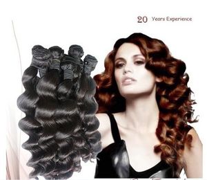 Handel 5a! Högkvalitativ lös våg 100% peruansk jungfru Remy Human Hair Extensions 100g / st Färg # 1b # 1 Samma längd eller Mix Longht DHL