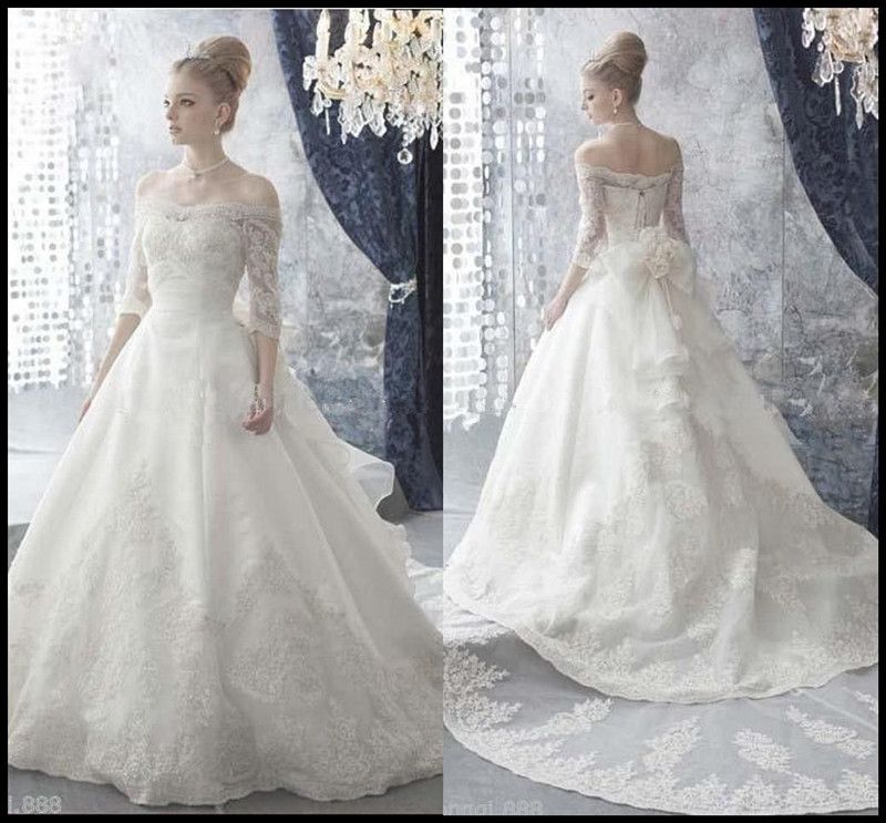 Charming 2014 Vintage Wedding Gowns A Line Off Shoulder Ivory Organza ...